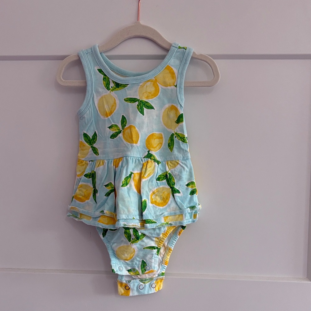 Carter’s Baby Lemon Print Tank Skirted Bodysuit - Light Blue & Yellow